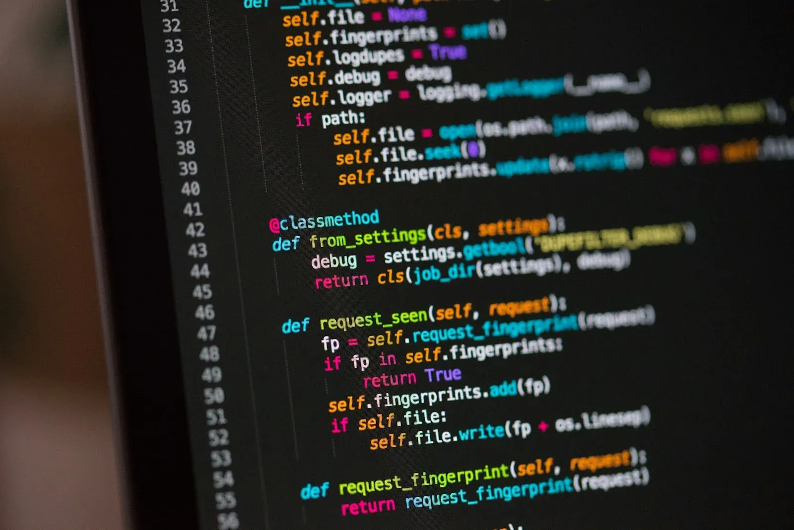 Colourful code on a screen